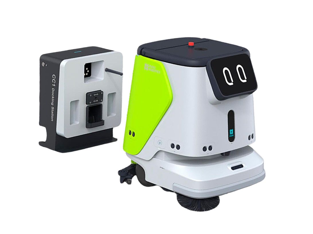 PUDU CC1 con estación de carga y recarga automática