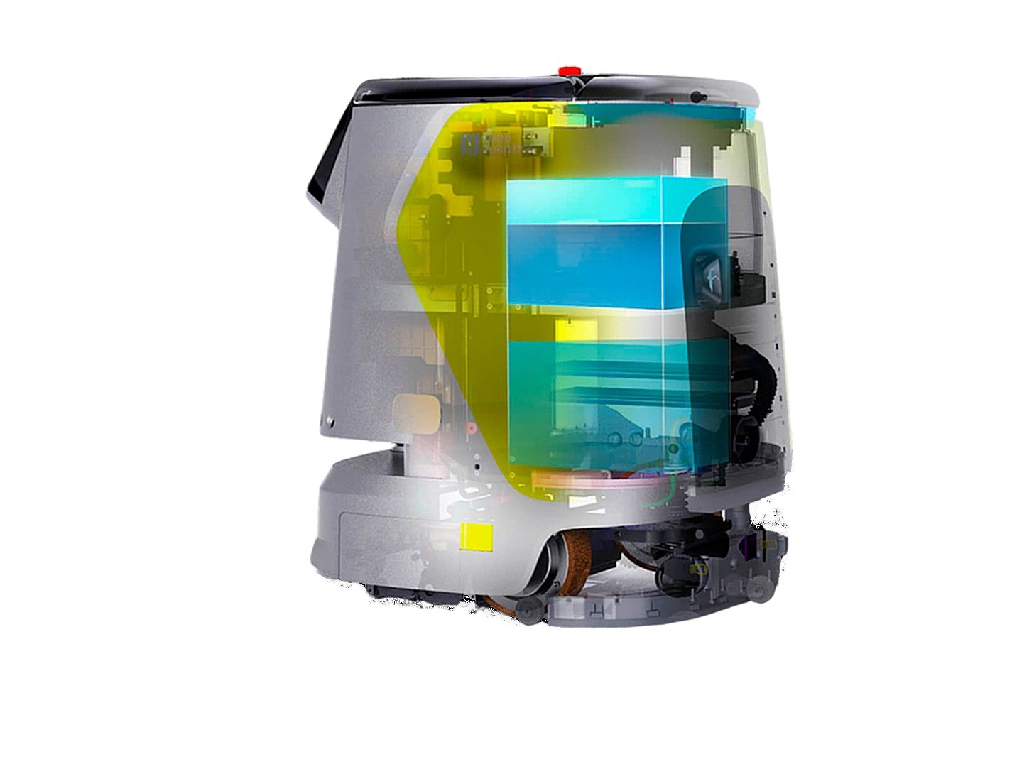 Interior del robot PUDU CC1 para limpieza profesional